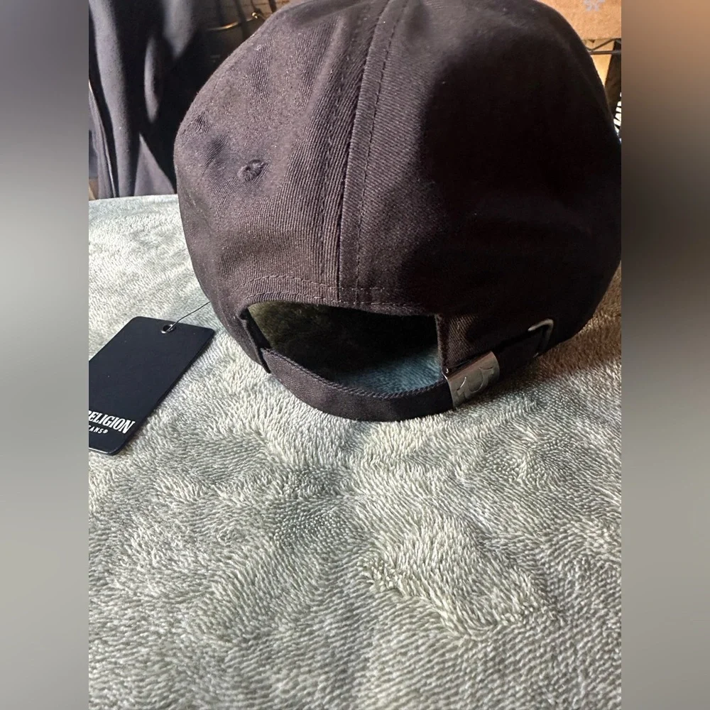 True Religion Black Cap with Red and White Emblem